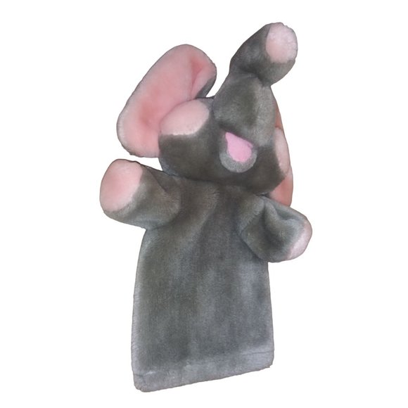 VTG Dakin Elephant Hand Puppet Stuffed Plush Gray Elephant Pink Ears Cheeks 1985 - Picture 6 of 10